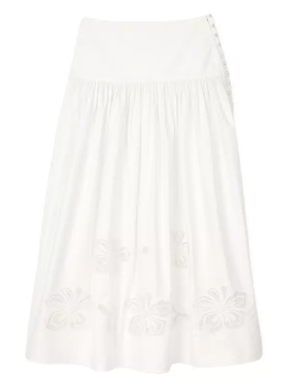 Sandro Embroidered White Poplin Maxi Skirt Size 38/US 6